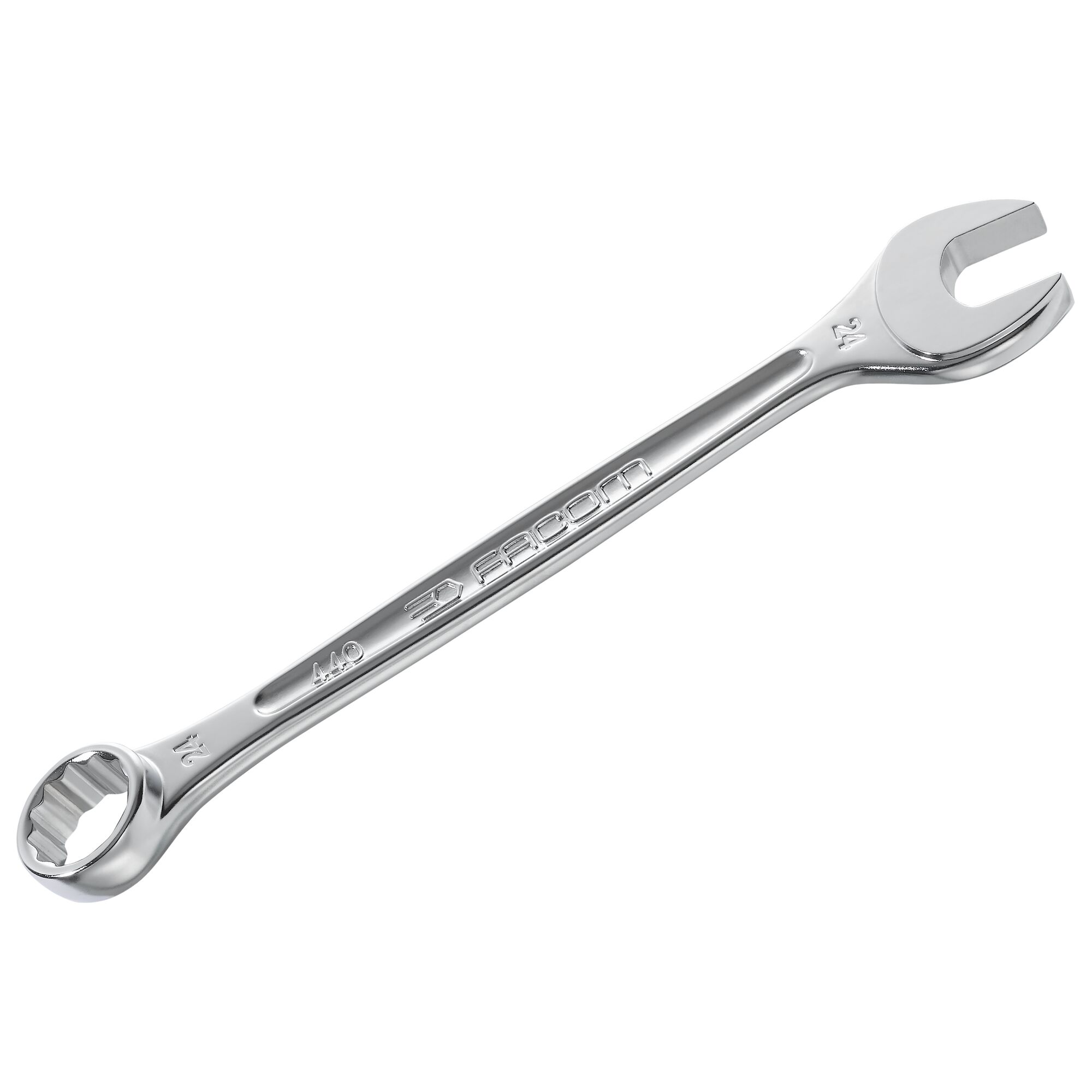 Facom 440.13/16 combination wrench with open and box end, chrome finish, angled view on white background.